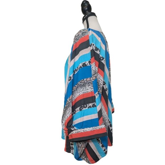 Oversized Boho Style Python Stripe Kimono Top Tolani Collection Size Large - Picture 2 of 12